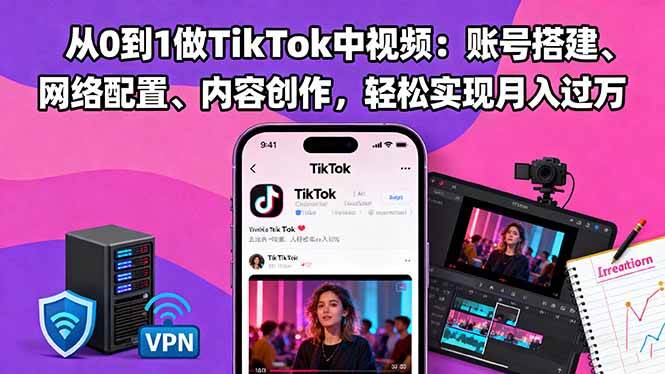 (1409期)从零起步打造TikTok中视频:账号创建、网络设置与内容策划,助你稳步提升运营成效