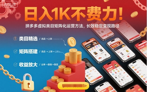 (1645期)拼多多虚拟类目矩阵运营指南:构建稳定变现路径,实现长效经营发展