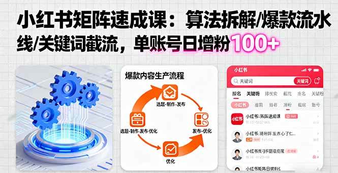 （1818期）小红书矩阵账号高效起号指南：算法深度解析与爆款内容打造，实现稳定粉丝增长