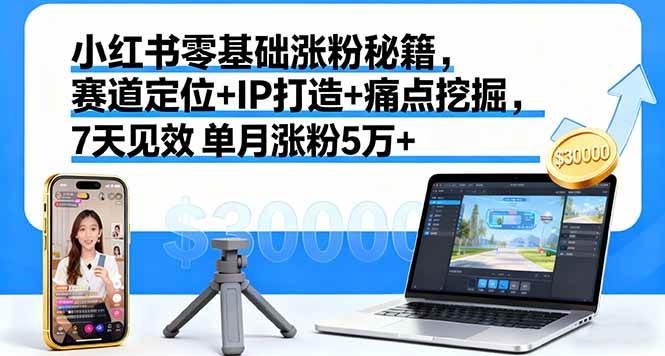 （1871期）小红书新手快速涨粉指南：精准定位赛道方向，打造个人IP形象，挖掘用户核心痛点