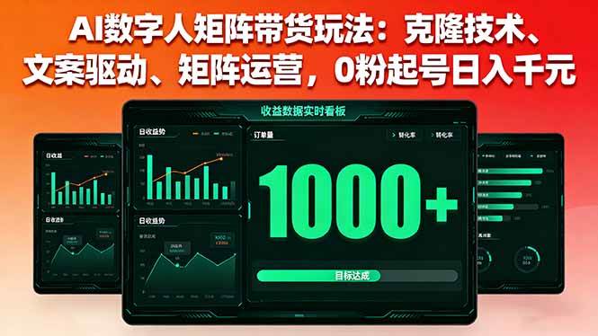 （2027期）AI数字人带货新策略：克隆技术与文案驱动，构建矩阵运营模式，零粉丝基础快速启动