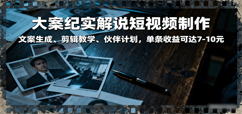 (2102期)大案纪实短视频创作指南:文案撰写与剪辑技巧教学,参与创作者计划实现内容变现