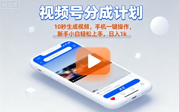 (2105期)视频号创作简易指南:10秒生成作品,手机便捷操作,新手快速掌握实用技巧