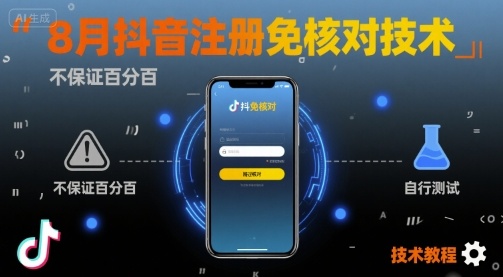 （2511期）8月抖音注册免核对方法实测：简化流程提升效率，注意自行验证效果