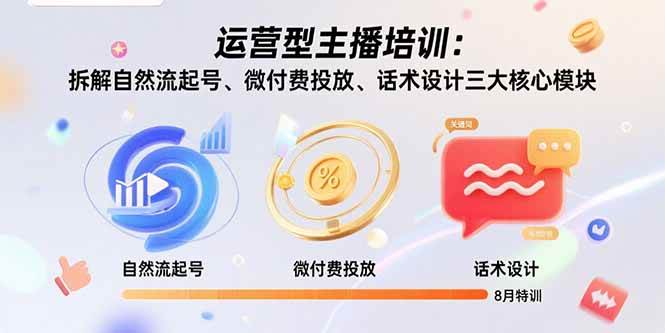 （2740期）运营型主播培训课程：自然流量起号策略、微付费投放技巧与话术设计方法解析