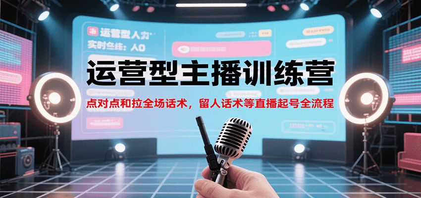 （2936期）运营型主播实战训练：从点对点沟通到全场话术掌控，掌握直播留人技巧与全流程方法