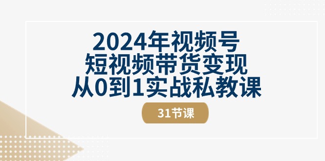 视频号带货实战指南：从零基础入门到运营变现，31节课程手把手教学