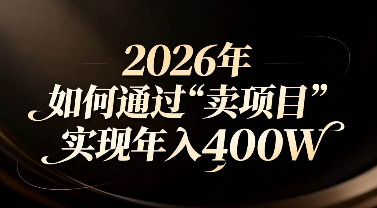 (16999期)2026年如何通过“卖项目”实现年入百万 (16999期)2026年如何通过“卖项目”实现年入百万