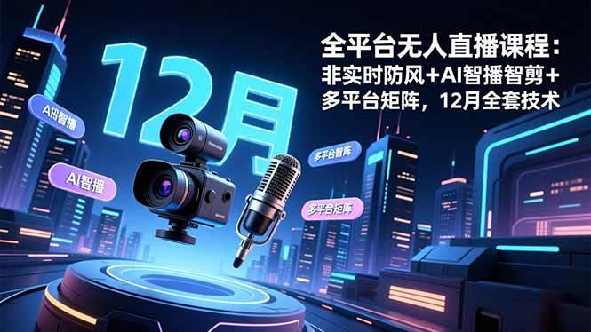 (16754期)全平台无人直播课程:非实时防风+AI智播智剪+多平台矩阵,12月全套技术 (16754期)全平台无人直播课程:非实时防风+AI智播智剪+多平台矩阵,12月全套技术