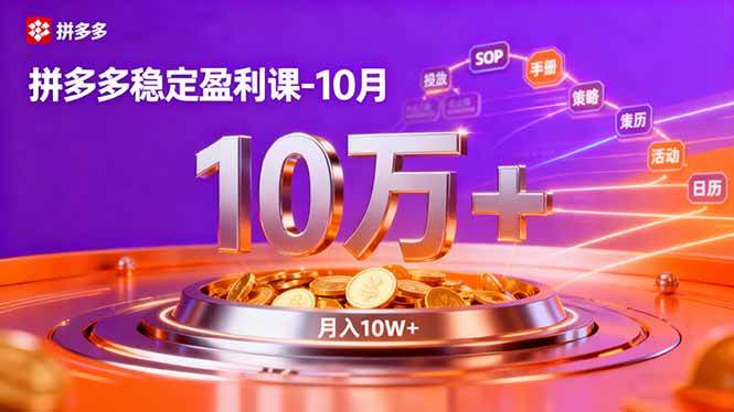 (16413期)拼多多稳定盈利课-10月,强付费SOP+微付费高投产+活动矩阵,单店月入10万+ (16413期)拼多多稳定盈利课-10月,强付费SOP+微付费高投产+活动矩阵,单店月入10万+