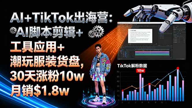 (16108期)AI+TikTok出海营:AI脚本剪辑+工具应用+潮玩服装货盘,30天涨粉10w月销.8w (16108期)AI+TikTok出海营:AI脚本剪辑+工具应用+潮玩服装货盘,30天涨粉10w月销.8w