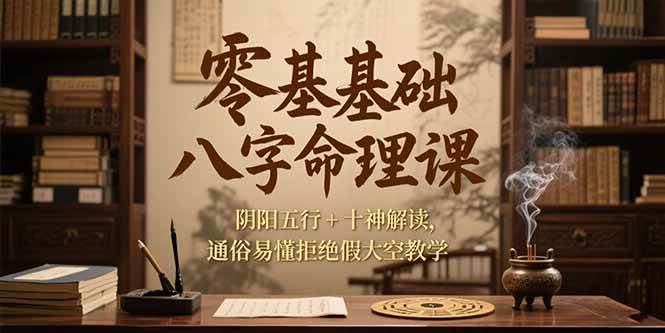 (15283期)零基础八字命理课,阴阳五行+十神解读,通俗易懂拒绝假大空教学