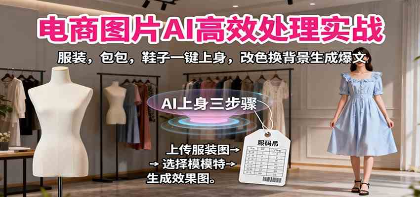 电商图片AI高效处理实战，服装，包包，鞋子一键上身，改色换背景生成爆文