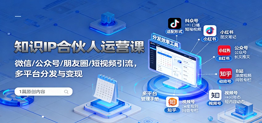 知识IP合伙人运营课:微信/公众号/朋友圈/短视频引流,多平台分发与变现 知识IP合伙人运营课:微信/公众号/朋友圈/短视频引流,多平台分发与变现