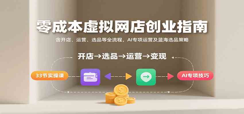 零成本虚拟网店创业指南，含开店、运营、选品等全流程， AI专项运营及蓝海选品策略