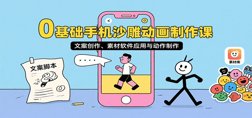 0基础手机沙雕动画制作课,文案创作、素材软件应用与动作制作 0基础手机沙雕动画制作课,文案创作、素材软件应用与动作制作