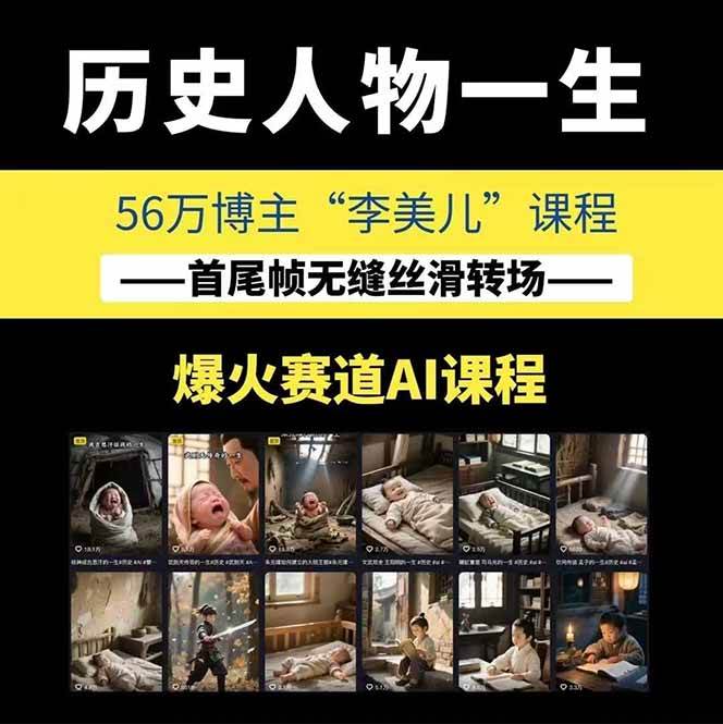 AI历史人物短视频创作，含IP打造、首尾帧无缝转场、智能体视频制作等核心教学内容（2）