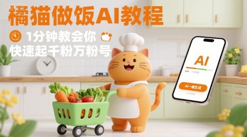 有趣的橘猫买菜做饭视频,用AI一键搞定,1分钟教会你,快速起千粉万粉号 有趣的橘猫买菜做饭视频,用AI一键搞定,1分钟教会你,快速起千粉万粉号