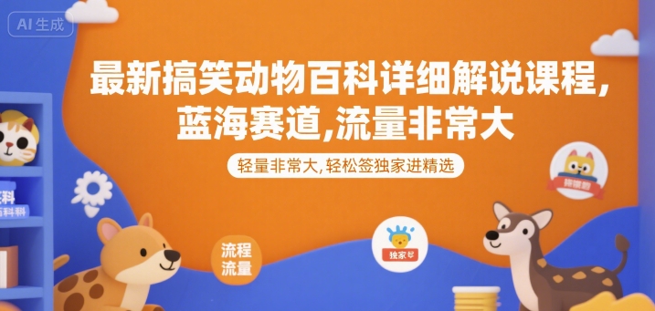 最新搞笑动物百科详细解说课程,蓝海赛道,流量非常大,轻松签独家进精选 最新搞笑动物百科详细解说课程,蓝海赛道,流量非常大,轻松签独家进精选