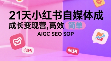 21天小红书成长变现营、高效掌握AIGC创作、SEO与SOP实战指南