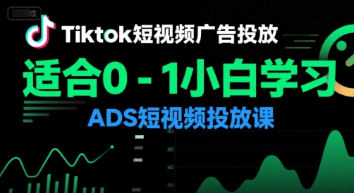 Tiktok短视频广告投放、适合0-1小白学习ADS短视频投放课