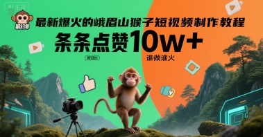 峨眉山猴子短视频爆火、掌握教程与核心提示词、轻松制作十万点赞爆款