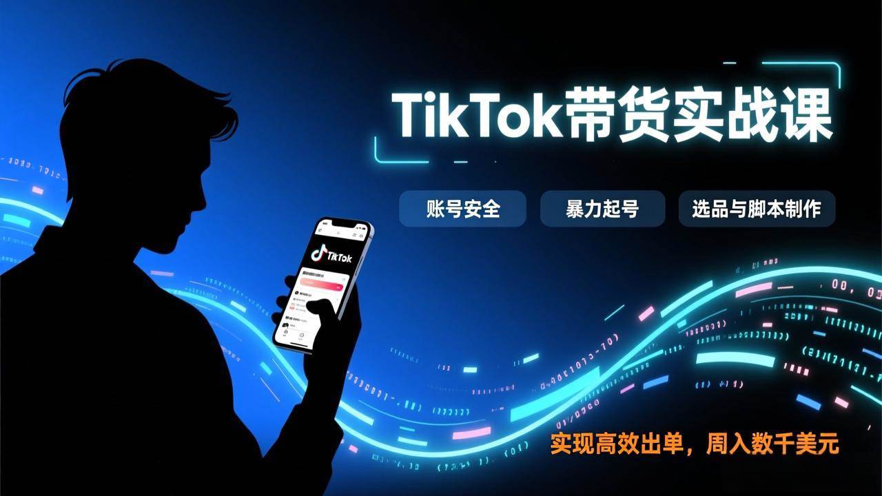 TikTok带货实战课、从账号安全到暴力起号、高效选品出单周入数千美元