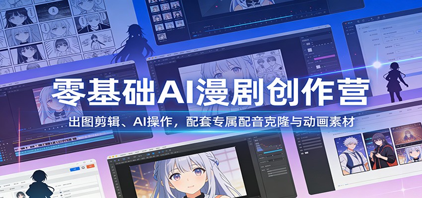 零基础AI漫剧创作营 从出图剪辑到配音克隆 掌握全套动画素材与操作