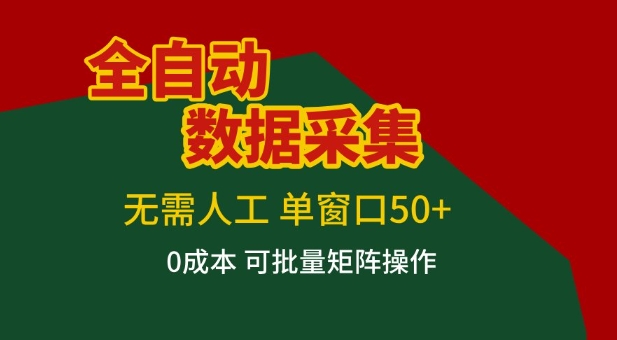 全自动数据采集项目、单窗口收益超50、操作简单轻松实现个人矩阵