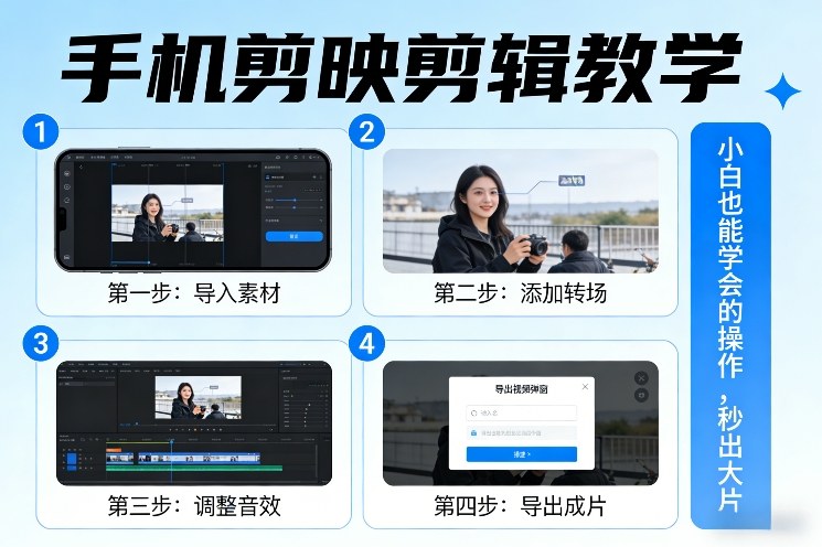 手机剪映零基础教学、新手小白轻松上手、快速剪辑质感大片