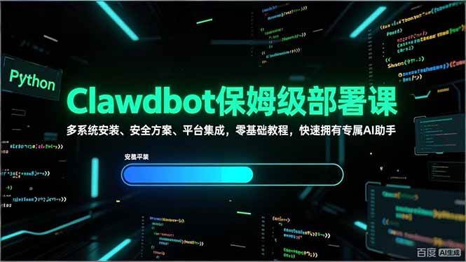 （17343期）Clawdbot保姆级部署课 多系统安装、安全方案、平台集成、零基础教程 快速拥有专属AI助手、快速拥有专属AI助手