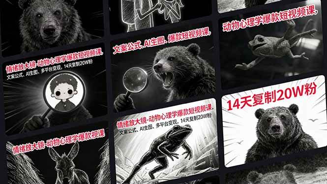 （17376期）情绪放大镜-动物心理学爆款短视频课、文案公式、AI生图、多平台变现、14天复制20W粉