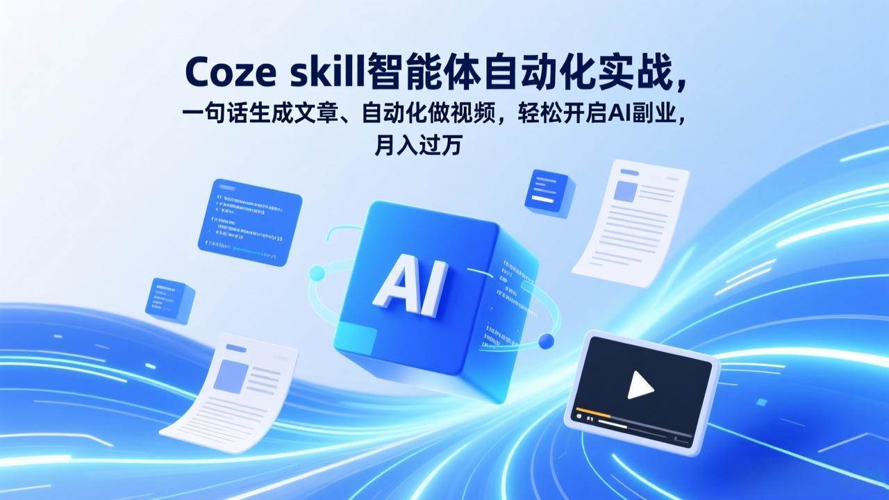Coze技能实战、AI自动生成文章视频、开启副业轻松月入过万
