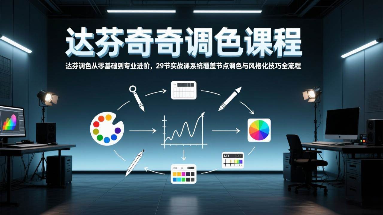 达芬奇调色零基础入门、29节实战课系统进阶、掌握节点调色与风格化全流程