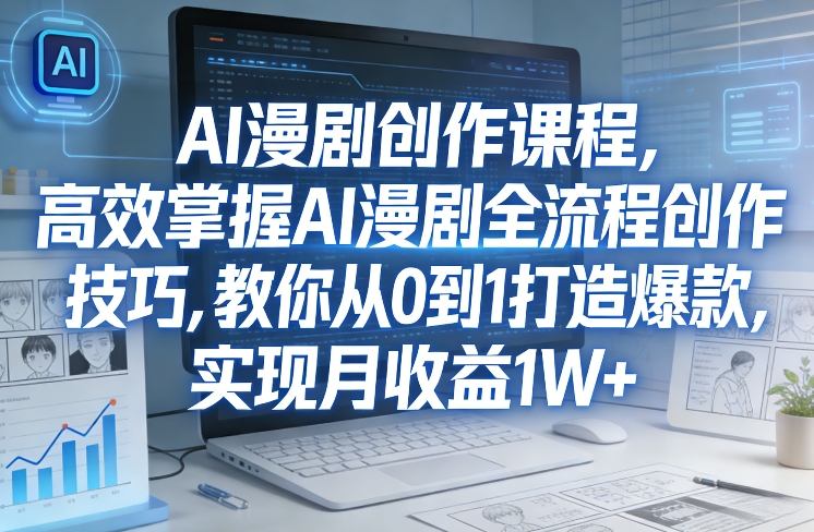 AI漫剧创作全流程、零基础打造爆款作品、实现月入过万收益