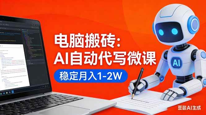 AI代写微课轻松赚钱、提供稳定接单渠道、零门槛新手月入过万