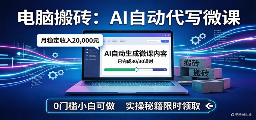 AI代写微课实操秘籍 零门槛小白可做 月入两万稳定搬砖