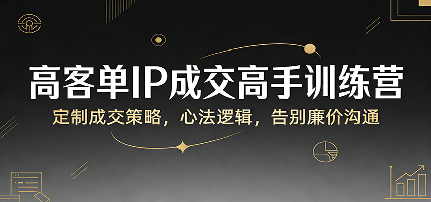 高客单IP成交训练营 定制策略与心法 突破廉价沟通实现高效转化