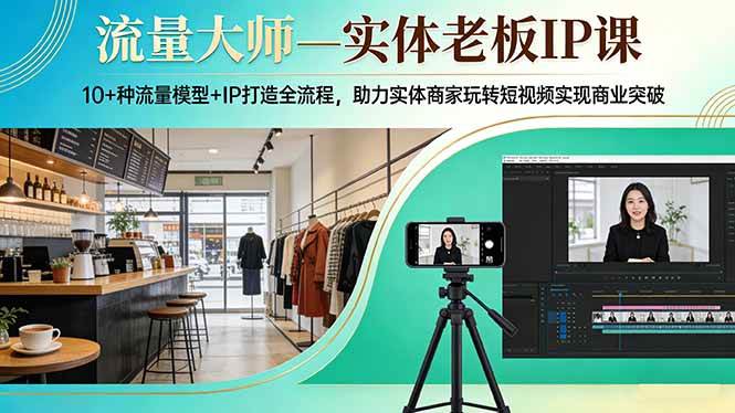 流量大师—实体老板IP课、10+种流量模型+IP打造全流程、助力实体商家玩转短视频实现商业突破