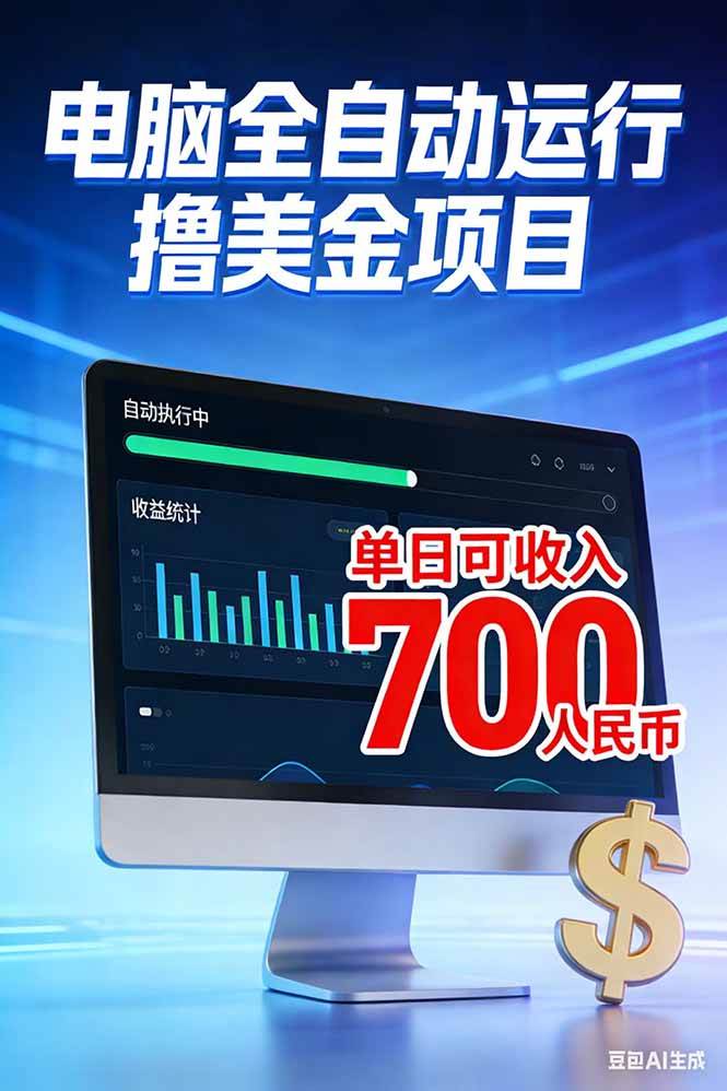 （17169期）2026年电脑全自动赚美金项目，单电脑日收益700+