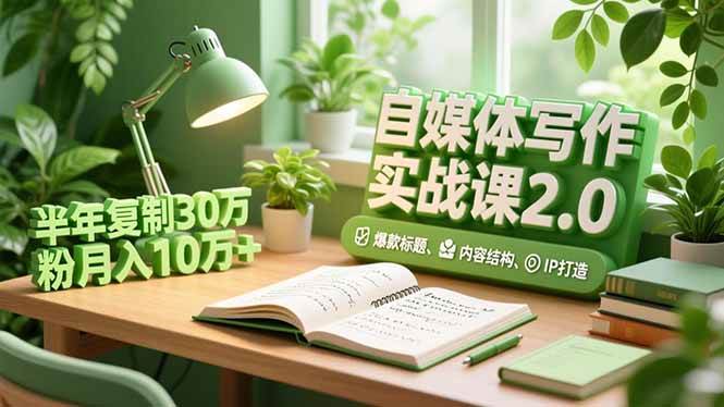 （16734期）自媒体写作实战课2.0，爆款标题、内容结构、IP打造，半年复制30万粉月入10万+