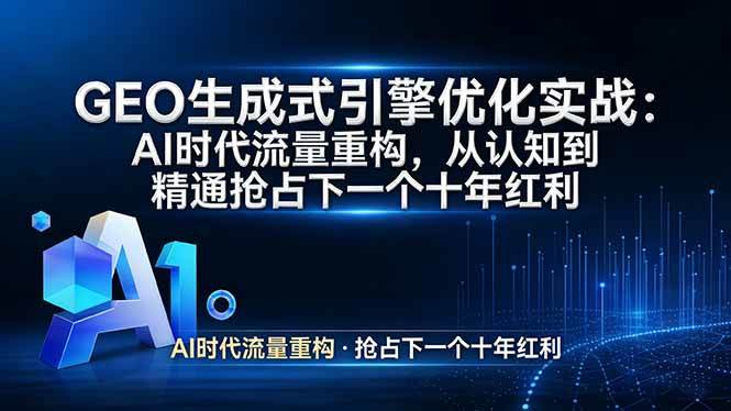 （17708期）GEO 生成式引擎优化实战：AI时代流量重构，从认知到精通抢占下一个十年红利