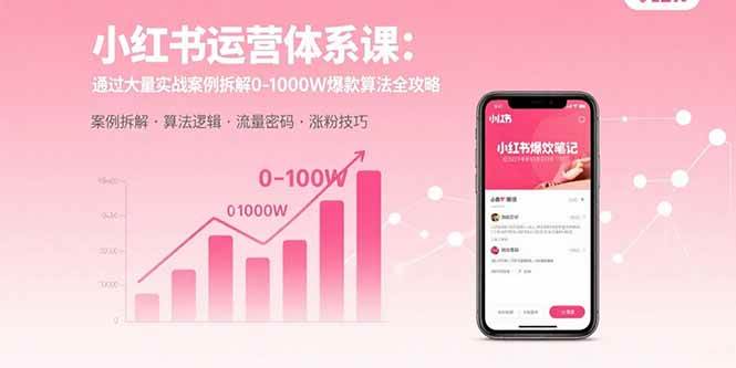 (15792期)小红书运营体系课:通过大量实战案例拆解0-1000W爆款算法全攻略 (15792期)小红书运营体系课:通过大量实战案例拆解0-1000W爆款算法全攻略