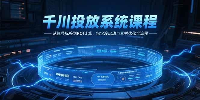 （15263期）千川投放系统课程，从账号标签到ROI计算，包含冷启动与素材优化全流程