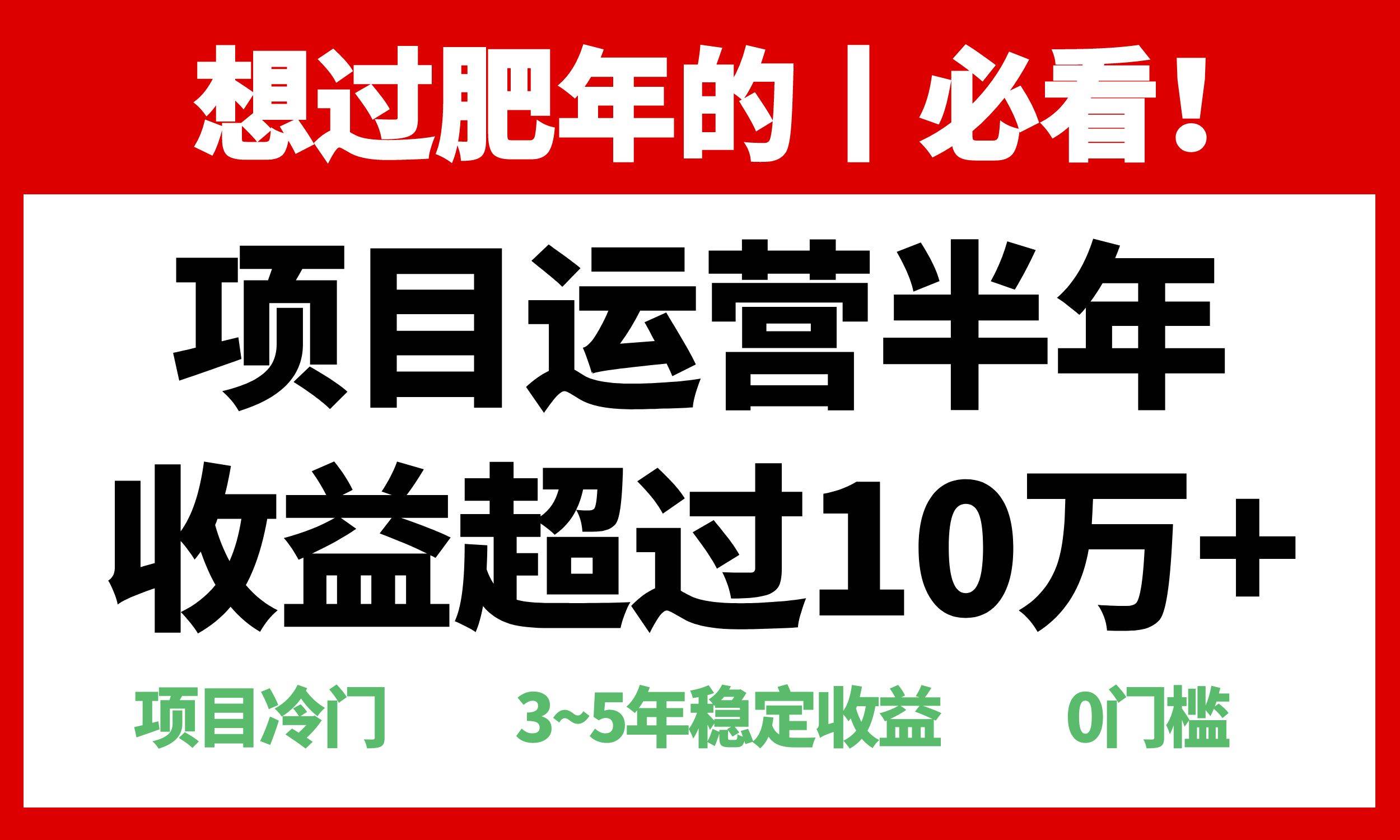 (13663期)年前过肥年的必看的超冷门项目,半年收益超过10万+,
