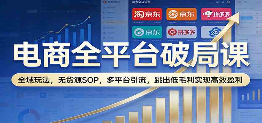 电商全平台破局课：全域玩法，无货源SOP，多平台引流，跳出低毛利实现高效盈利