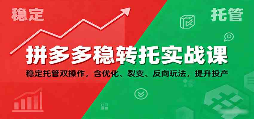 拼多多稳转托实战课:稳定托管双操作,含优化、裂变、反向玩法,提升投产 拼多多稳转托实战课:稳定托管双操作,含优化、裂变、反向玩法,提升投产