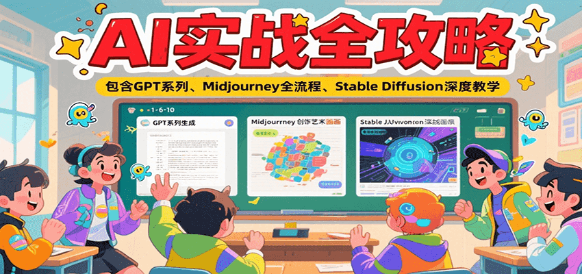 AI实战全攻略,包含GPT系列、Midjourney全流程、Stable Diffusion深度教学