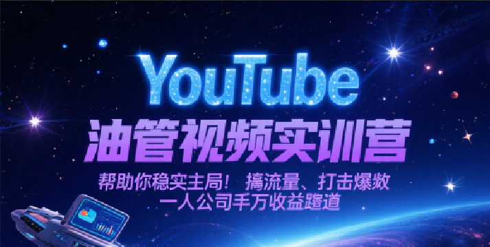 YouTube油管视频实训营,帮助你稳入局、搞流量、打爆款,一人公司千万收益赛道