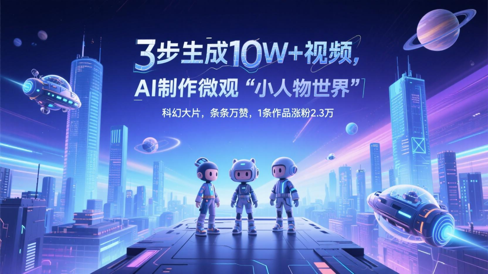 三步生成10W+视频,AI制作微观“小人物世界”科幻大片,条条万赞,1条作品涨粉2.3万